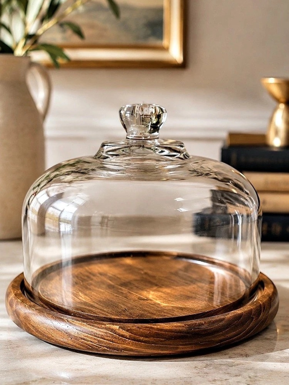 Vintage Gailstyn-Sutton Towle Teak Cheese Board Glass Cloche Dome Thailand
